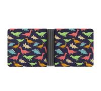 Qjjinxior Bolsillo para monedas, cartera de piel de leopardo de nieve, monedero delgado de cuero plegable para tarjetas de crédito, Dinosaurio monstruo, One Size