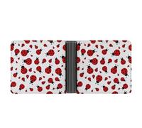 Qjjinxior Bolsillo para monedas, cartera de piel de perezoso floral rosa, monedero delgado de cuero plegable para tarjetas de crédito, Patrón de mariquitas infinito moteado, One Size