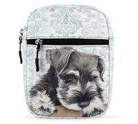 Qjjinxior Bolso bandolera de caballo negro, bolso pequeño multiusos para el trabajo, negocios, viajes, Lindo perro Schnauzer, Talla única