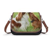 Qjjinxior Bolso de hombro, bolso cruzado de nativo americano, bolso de cuero para mujer, viajes, trabajo, uso diario, Cavalier King Charles Spaniel, Talla única