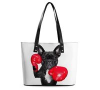 Qjjinxior Bolso de mano para mujer, color oro rosa, gris, mármol, bolso de hombro para mujer, para el trabajo, diario, viajes, Boxer Bulldog Francés, 29*34*14cm