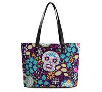 Qjjinxior Bolso de mano para mujer, fondo azul con dinosaurios, bolso de hombro para mujer, para el trabajo, diario, viajes, Día de Muertos mexicano, 29*34*14cm