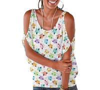 Qjjinxior Camisetas para mujer, diseño de perro Golden Retriever, sueltas, con hombros descubiertos, para el trabajo y la oficina, Bonito diseño de búho, 5XL