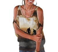 Qjjinxior Camisetas para mujer, diseño de tren de vapor ferroviario, sueltas, con hombros descubiertos, para el trabajo y la oficina, Zombies Dead Men Walking Body at Night, L