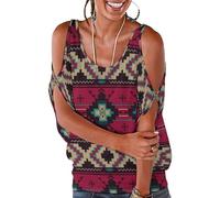 Qjjinxior Camisetas para mujer, divertidas camisetas de bulldog inglés, holgadas, con hombros descubiertos, para el trabajo y la oficina, Nativo americano, S