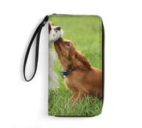 Qjjinxior Cartera de cuero, cartera de calavera negra, con cuerda, tamaño pequeño y gran capacidad, fácil de transportar, Cavalier King Charles Spaniel, 19.7x10.5cm, Moderno