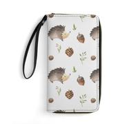 Qjjinxior Cartera de piel, cartera de paz y amor, con cuerda, tamaño pequeño y gran capacidad, fácil de transportar, erizo, 19.7x10.5cm, Moderno