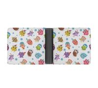 Qjjinxior Cartera de piel con bolsillo para monedas, diseño de lobos aullando en las auroras boreales, cartera delgada de cuero plegable para tarjetas de crédito, Patrón de búho, One Size