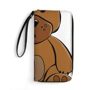 Qjjinxior Cartera de piel, diseño de bulldog francés, con cuerda, tamaño pequeño y gran capacidad, fácil de transportar, Oso de peluche, 19.7x10.5cm, Moderno