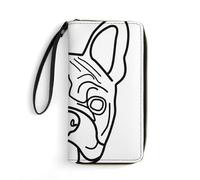 Qjjinxior Cartera de piel, diseño de bulldog francés, con cuerda, tamaño pequeño y gran capacidad, fácil de transportar, Bulldog francés, 19.7x10.5cm, Moderno