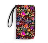 Qjjinxior Cartera de piel, Sea-6673523, con cuerda, tamaño pequeño y gran capacidad, fácil de transportar, Paz y amor, 19.7x10.5cm, Moderno