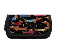 Qjjinxior Estuche de doble capa, bonita bolsa de papelería utilizada como estuche para lápices, I Love My Dog Dachshunds, Talla única, Estuche para lápices