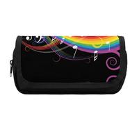 Qjjinxior Estuche de doble capa, bonito bulldog francés, bolsa de papelería utilizada como estuche para lápices, Rainbow Music - Nota musical, Talla única, Estuche para lápices