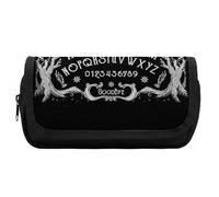 Qjjinxior Estuche de doble capa, diseño de calavera de gato, tablero de bruja, color negro, bolsa de papelería utilizada como estuche para lápices, Tablero de bruja con cabeza de calavera de gato