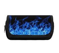 Qjjinxior Estuche de doble capa, diseño floral de calavera de azúcar del Día de los Muertos, bolsa de papelería utilizada como estuche para lápices, Llama ardiente azul, Talla única, Estuche para