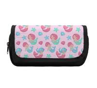 Qjjinxior Estuche de doble capa, hermoso patrón de sirena, bolsa de papelería utilizada como estuche para lápices, Hermoso patrón de sirena, Talla única, Estuche para lápices