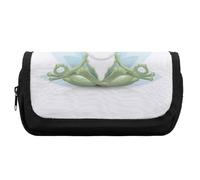 Qjjinxior Estuche de doble capa, hermoso patrón de sirena, bolsa de papelería utilizada como estuche para lápices, Divertida rana de yoga, Talla única, Estuche para lápices