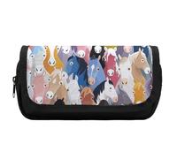 Qjjinxior Estuche de doble capa, hermoso patrón de sirena, bolsa de papelería utilizada como estuche para lápices, Caballos de dibujos animados coloridos, Talla única, Estuche para lápices