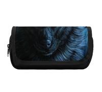 Qjjinxior Estuche de doble capa, hermoso patrón de sirena, bolsa de papelería utilizada como estuche para lápices, Lobo de ojos verdes, Talla única, Estuche para lápices