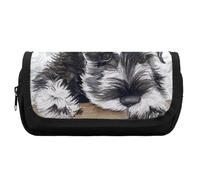 Qjjinxior Estuche de doble capa, hermoso patrón de sirena, bolsa de papelería utilizada como estuche para lápices, Lindo perro Schnauzer, Talla única, Estuche para lápices