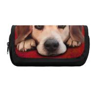 Qjjinxior Estuche de doble capa, hermoso patrón de sirena, bolsa de papelería utilizada como estuche para lápices, Perro Beagle, Talla única, Estuche para lápices