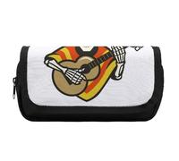 Qjjinxior Estuche de doble capa, hermoso patrón de sirena, bolsa de papelería utilizada como estuche para lápices, Calavera de guitarra mexicana, Talla única, Estuche para lápices