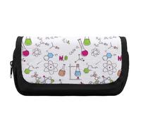 Qjjinxior Estuche de doble capa, hojas de eucalipto, bolsa de papelería utilizada como estuche para lápices, Patrón de experimento de química, Talla única, Estuche para lápices