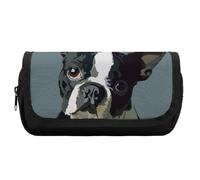 Qjjinxior Estuche de doble capa, huesos coloridos y bolsa de papelería utilizada como estuche para lápices, Boston Terrier., Talla única, Estuche para lápices