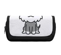 Qjjinxior Estuche de doble capa, huesos coloridos y bolsa de papelería utilizada como estuche para lápices, Lindo perro Schnauzer, Talla única, Estuche para lápices