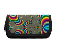 Qjjinxior Estuche de doble capa, rayas rojas y crema, bolsa de papelería utilizada como estuche para lápices, Psychedelic Trippy Rainbow, Talla única, Estuche para lápices