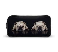 Qjjinxior Estuche para lápices, bolsa de papelería a cuadros negros, bolsa de viaje de negocios o caja de herramientas pequeña, bolsa de maquillaje para niñas, Divertido perro bulldog, 22*12*5cm