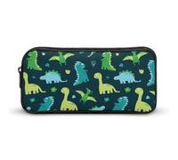 Qjjinxior Estuche para lápices, bolsa de papelería con flores de amapola, bolsa de viaje de negocios o caja de herramientas pequeña, bolsa de maquillaje para niñas, Fondo azul con dinosaurios, 22*12
