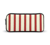 Qjjinxior Estuche para lápices, bolsa de papelería con flores de amapola, bolsa de viaje de negocios o caja de herramientas pequeña, bolsa de maquillaje para niñas, Rayas rojas y crema, 22*12*5cm