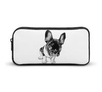 Qjjinxior Estuche para lápices, bolsa de papelería con flores de amapola, bolsa de viaje de negocios o caja de herramientas pequeña, bolsa de maquillaje para niñas, Bulldog francés, 22*12*5cm, Estuche