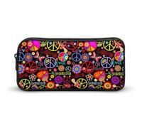 Qjjinxior Estuche para lápices, bolsa de papelería con patrón de tortuga, bolsa de viaje de negocios o caja de herramientas pequeña, bolsa de maquillaje para niñas, Paz y amor, 22*12*5cm, Estuche para