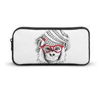Qjjinxior Estuche para lápices, bolsa de papelería de burro, bolsa de viaje de negocios o caja de herramientas pequeña, bolsa de maquillaje para niñas, Lindo mono con gafas, 22*12*5cm, Estuche para