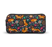 Qjjinxior Estuche para lápices, bolsa de papelería de unicornio arcoíris, bolsa de viaje de negocios o caja de herramientas pequeña, bolsa de maquillaje para niñas, Lindo zorro floral, 22*12*5cm