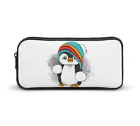 Qjjinxior Estuche para lápices, bolsa de papelería de unicornio arcoíris, bolsa de viaje de negocios o caja de herramientas pequeña, bolsa de maquillaje para niñas, Lindo pingüino., 22*12*5cm, Estuche