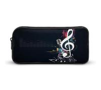 Qjjinxior Estuche para lápices, bolsa de papelería de unicornio arcoíris, bolsa de viaje de negocios o caja de herramientas pequeña, bolsa de maquillaje para niñas, Nota musical, 22*12*5cm, Estuche