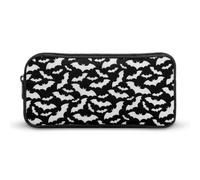 Qjjinxior Estuche para lápices, bolsa de papelería de unicornio arcoíris, bolsa de viaje de negocios o caja de herramientas pequeña, bolsa de maquillaje para niñas, Murciélagos de Halloween gris, 22