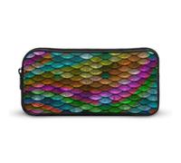 Qjjinxior Estuche para lápices, bolsa de papelería del Día de la Muerte, bolsa de viaje de negocios o caja de herramientas pequeña, bolsa de maquillaje para niñas, Escamas de pez arcoíris, 22*12*5cm