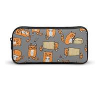 Qjjinxior Estuche para lápices, bolsa de papelería WolfStationery de ojos verdes, bolsa de viaje de negocios o caja de herramientas pequeña, bolsa de maquillaje para niñas, Gatos naranjas, 22*12*5cm