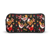 Qjjinxior Estuche para lápices, bonita bolsa de papelería, bolsa de viaje de negocios o caja de herramientas pequeña, bolsa de maquillaje para niñas, Pollo colorido extraño, 22*12*5cm, Estuche para