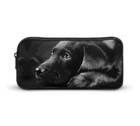 Qjjinxior Estuche para lápices, bonita bolsa de papelería, bolsa de viaje de negocios o caja de herramientas pequeña, bolsa de maquillaje para niñas, Arte de cachorro labrador negro, 22*12*5cm