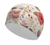 Qjjinxior Gorro de natación, diseño de flores de amapolas de acuarela, gorro de baño para cabello largo y corto