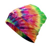 Qjjinxior Gorro de punto, diseño de estrella de mar y playa, gorro para correr, ciclismo, deportes al aire libre, Colorido teñido anudado brillante, Talla única