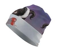 Qjjinxior Gorro de punto, diseño floral de pastel y tetera, gorro para correr, ciclismo, deportes al aire libre, Boxeo Boston Terrier, Talla única