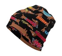 Qjjinxior Gorro de punto, gorro de cabeza de calavera negra, gorro para correr, ciclismo, deportes al aire libre, I Love My Dog Dachshunds, Talla única