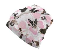 Qjjinxior Gorro de punto, gorro de conejillo de indias, gorro para correr, ciclismo, deportes al aire libre, Boston Terrier., Talla única