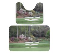 Qjjinxior Juego de 2 alfombrillas de baño para campo de golf, absorbentes, suaves, 1 alfombra de bañera y 1 alfombrilla de inodoro en forma de U